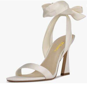 Milooey shoes Women Elegant Open Toe Strappy Heeled Sandal Lace Up White Shoes
